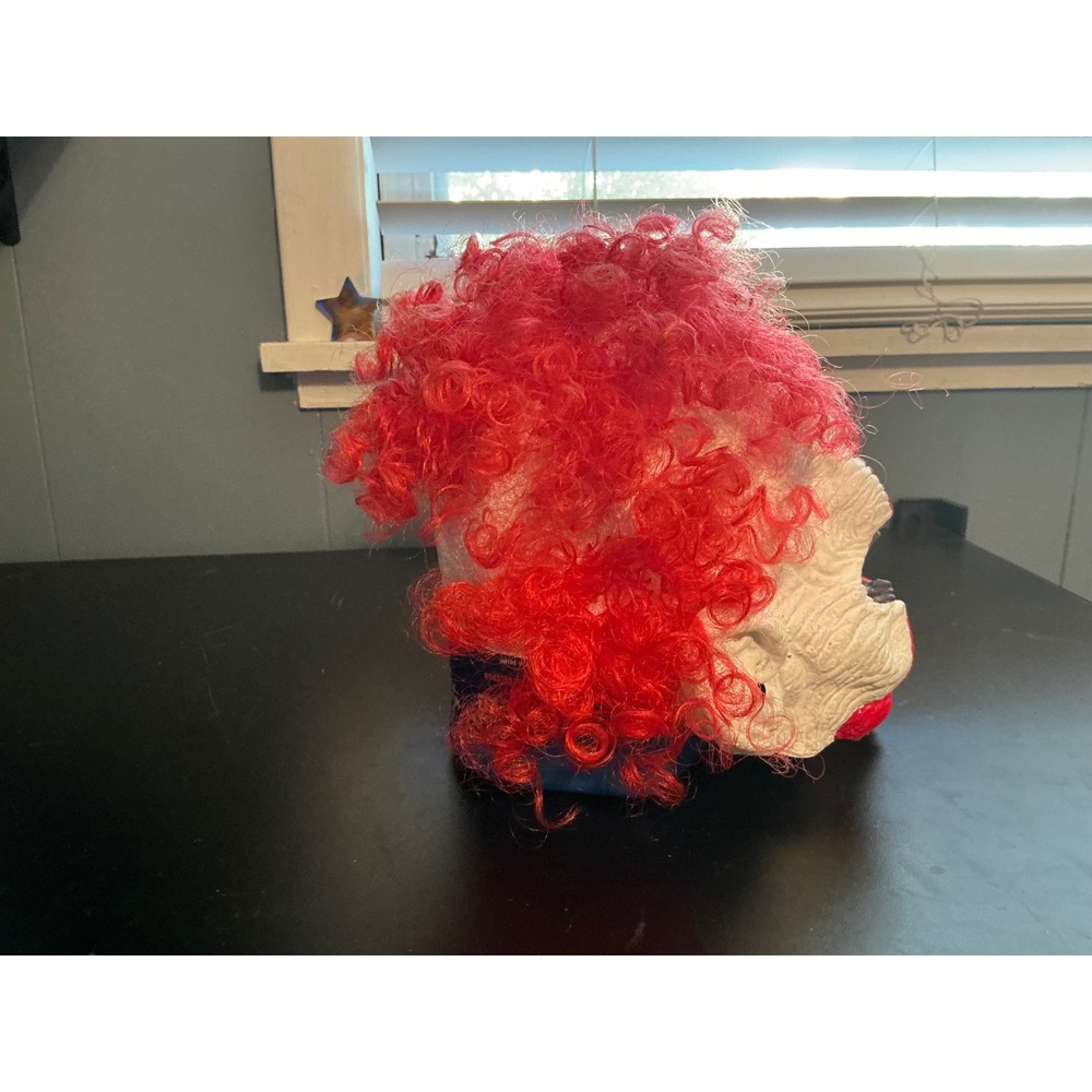 Evil Clown Mask Red Curly Hair Halloween Horror Costume MASK154WHR - Picture 4 of 6